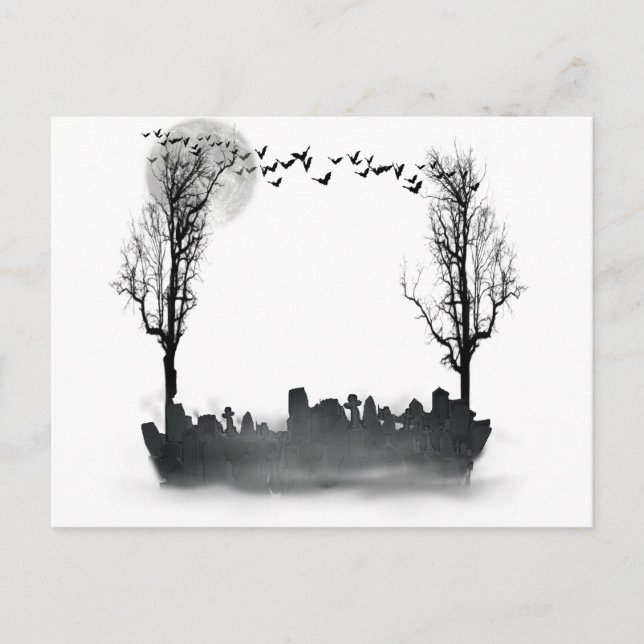 Postal Silhouette Graveyard de Halloween (Anverso)