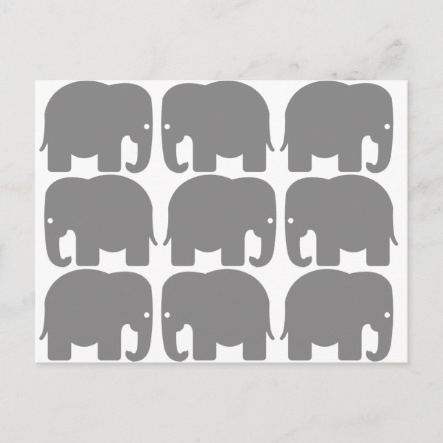 Postal Silhouette Gray Elephants (Anverso)