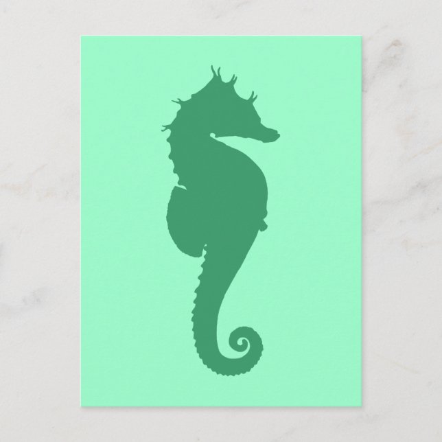 Postal Silhouette Green Seahorse (Anverso)