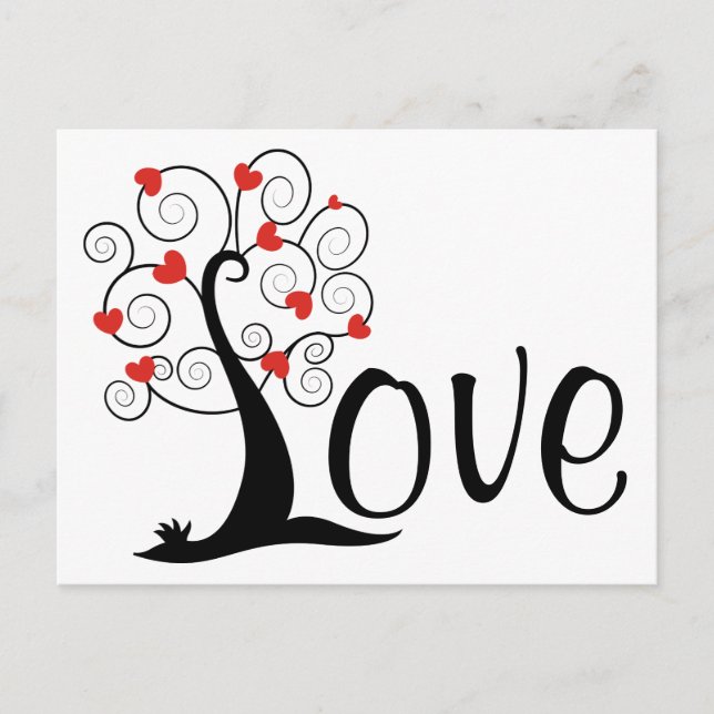 Postal Silhouette Heart LOVE Tree (Anverso)