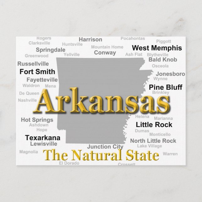 Postal Silhouette Mapa de Arkansas (Anverso)