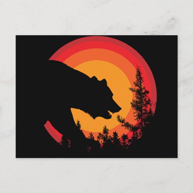 Postal Silhouette Sunset Forest Bear (Anverso)