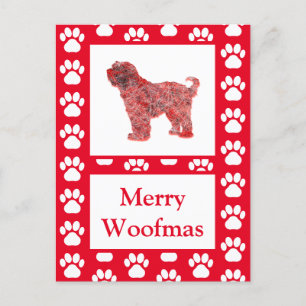 Postal Silhouette tibetana de Perro Terrier, navidad de m