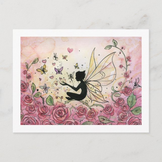 Postal Silhouette y Rosas (Anverso)