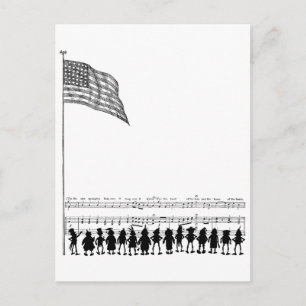 Postal Silhouetted Brownie Patriots and Flag