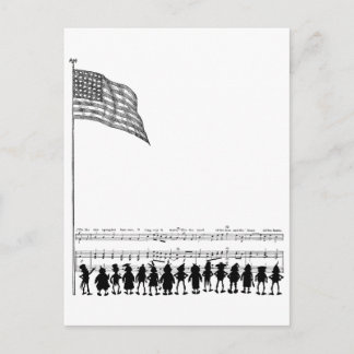 Postal Silhouetted Brownie Patriots and Flag