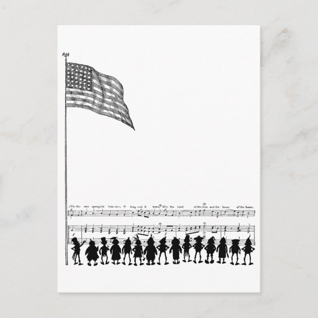 Postal Silhouetted Brownie Patriots and Flag (Anverso)