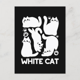 Postal Silhouettes de color blanco gatito - Diseño felino