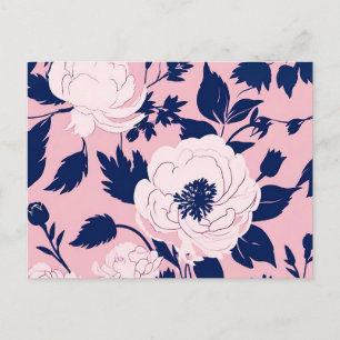 Postal Silhouettes de flores románticas rosadas
