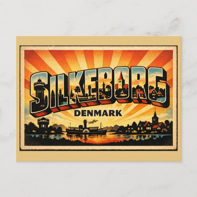 Postal Silkeborg Dinamarca Lago (Anverso)