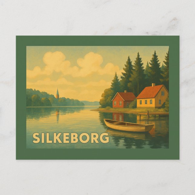 Postal Silkeborg Dinamarca Lago (Anverso)