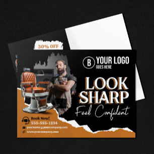 Postal Silla de Barbería Moderna Estilista de Cabello Pel