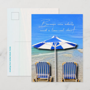 Postal Silla para descanso de adultos en la playa de la i