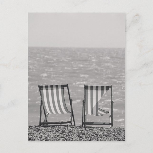 Postal Sillas de playa a rayas vintage (Anverso)