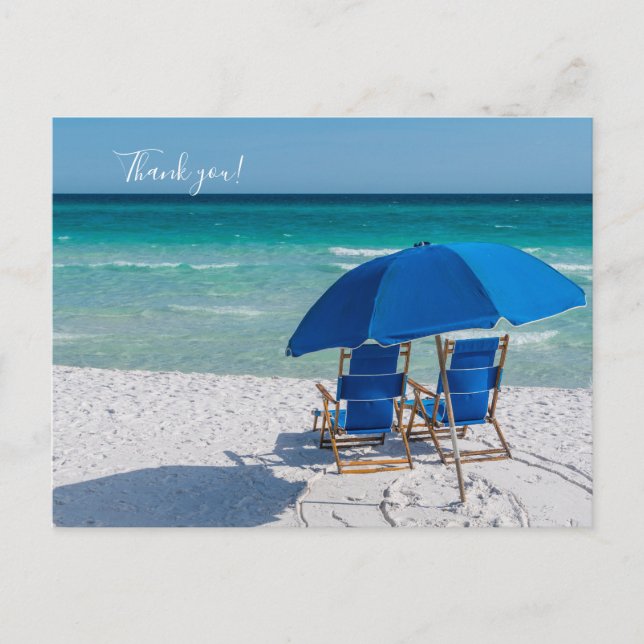 Postal Sillas y sombrilla de Destin Florida Gracias (Anverso)