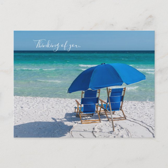 Postal Sillas y sombrilla de Destin Florida Pensando en t (Anverso)