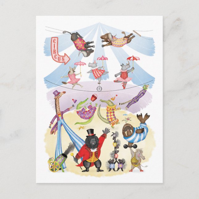 Postal Silly animal circus postcard (Anverso)