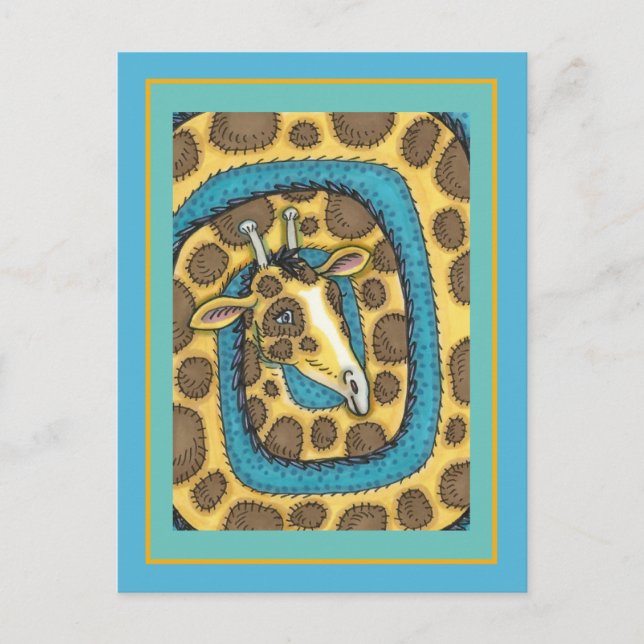 POSTAL SILLY GIRAFFE LARGO CUELLO Y PUNTOS, FUNNY FOLLETO (Anverso)