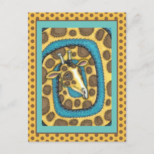 POSTAL SILLY GIRAFFE LARGO CUELLO Y PUNTOS, FUNNY FOLLETO