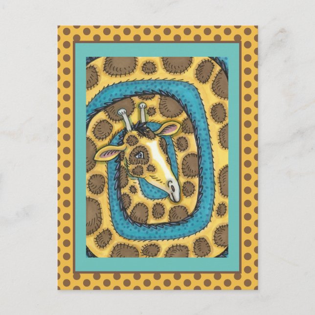POSTAL SILLY GIRAFFE LARGO CUELLO Y PUNTOS, FUNNY FOLLETO (Anverso)