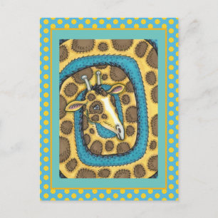 POSTAL SILLY GIRAFFE LARGO CUELLO Y PUNTOS, FUNNY FOLLETO