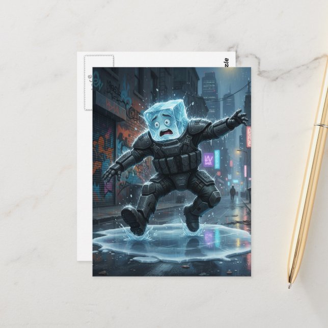 Postal Silly icecube falling on ice  (Anverso/Reverso In Situ)