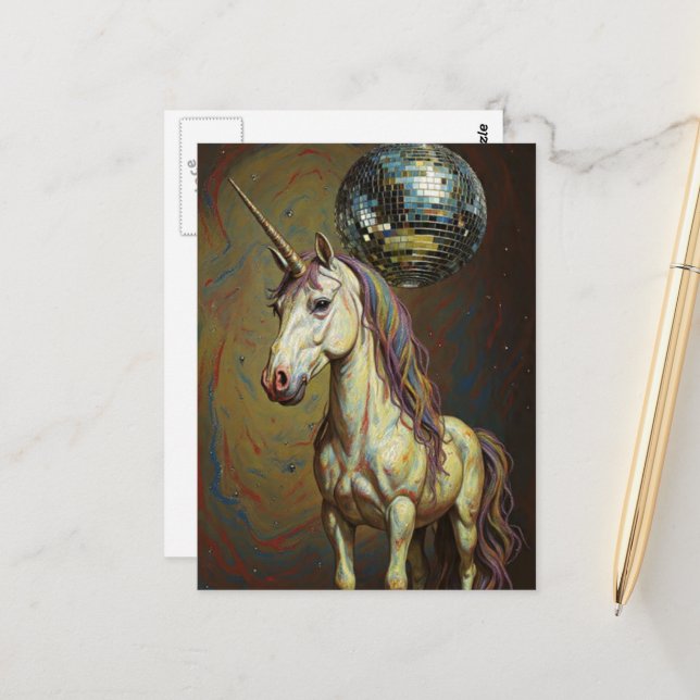 Postal Silly unicorn at the disco (Anverso/Reverso In Situ)