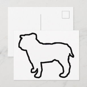 Postal Silueta Blanca de Bulldog