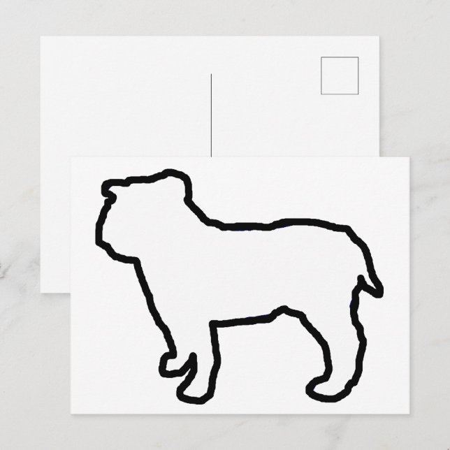 Postal Silueta Blanca de Bulldog (Anverso / Reverso)
