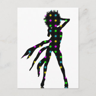 Postal Silueta chica bailarina disco con un Afro