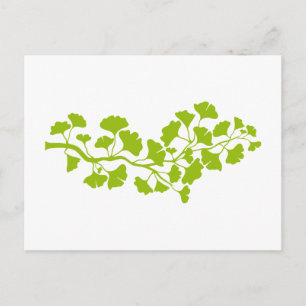 Postal silueta de árbol de ginkgo con hojas verdes