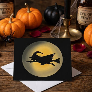 Postal Silueta de Bruja Malvada Voladora