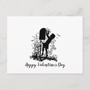 Postal Silueta de buzón de correo Retro Valentine Chica