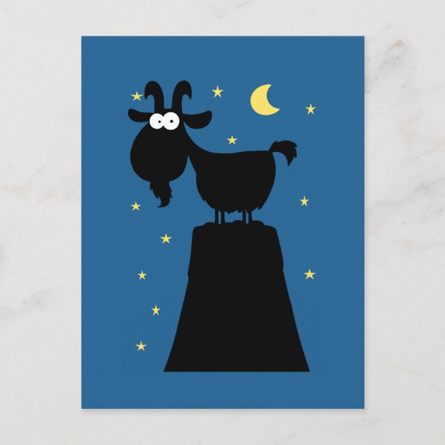 Postal Silueta de cabra en la montaña (Anverso)