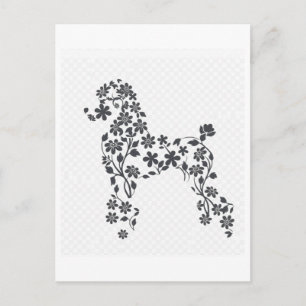Postal Silueta de Caniche Floral Elegante - Perro Artísti