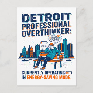 Postal Silueta de Detroit Persona en Modo de Ahorro de En