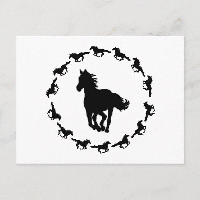Postal Silueta de diseño de caballo (Anverso)