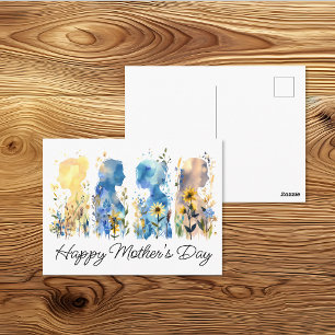 Postal Silueta de Flor Silvestre Día de la Madre
