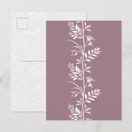 Postal Silueta de flor silvestre refinada en arte de rosa