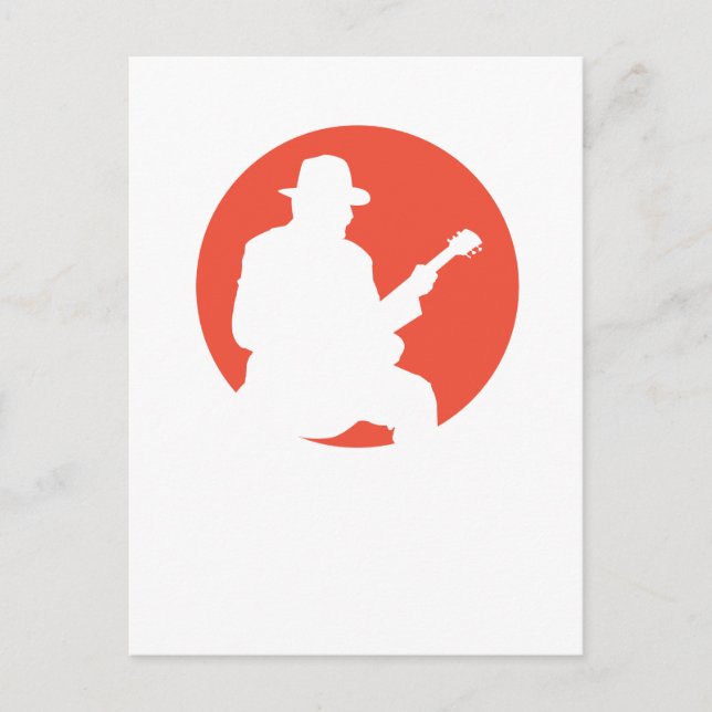 Postal silueta de guitarrista de postcard (Anverso)