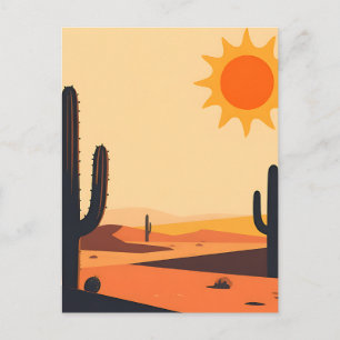 Postal Silueta de la puesta de sol del cactus del desiert