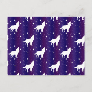 Postal Silueta de lobo noche estrellada galaxia amante un
