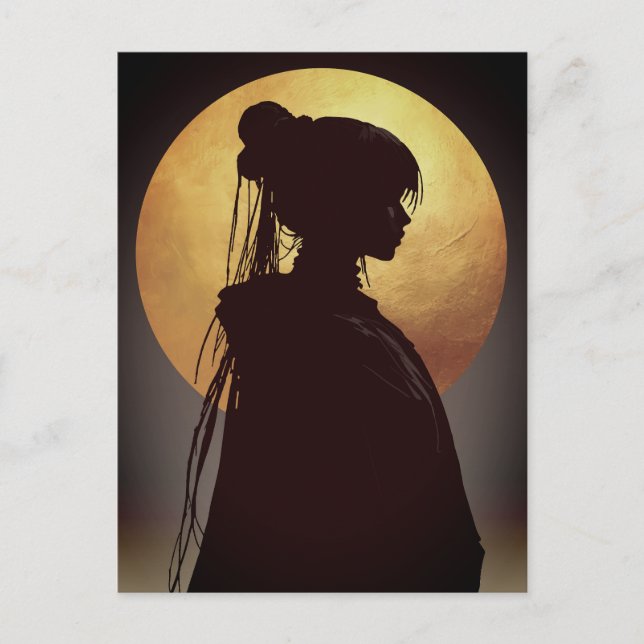 Postal Silueta de Luna Mística – Anime Elegante (Anverso)