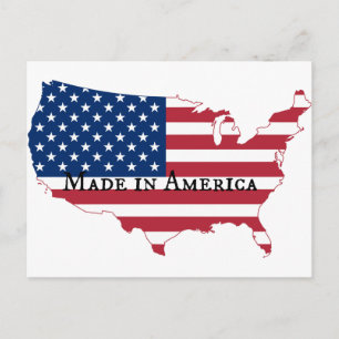Postal Silueta de mapa de bandera de Estados Unidos