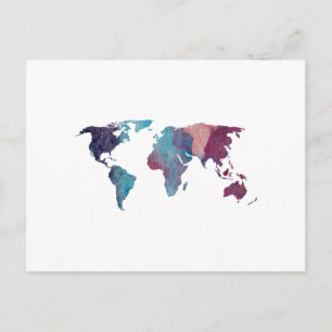 Postal Silueta de mapa del mundo colorido
