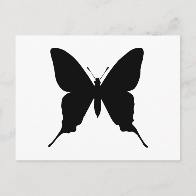 Postal Silueta de mariposa negra simple (Anverso)