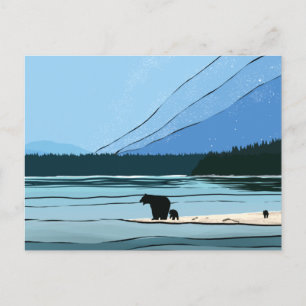 Postal Silueta de oso del Pacífico Noroeste