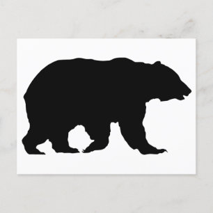 Postal Silueta de oso grizzly caminando de izquierda a de
