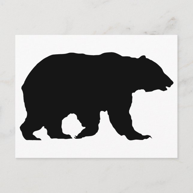 Postal Silueta de oso grizzly caminando de izquierda a de (Anverso)