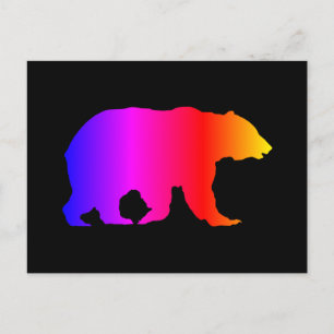 Postal Silueta de oso grizzly colorida